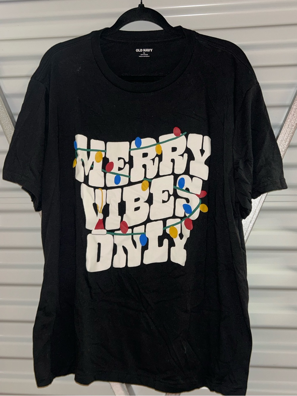 Old Navy "Merry Vibes Only" Black Graphic Tee